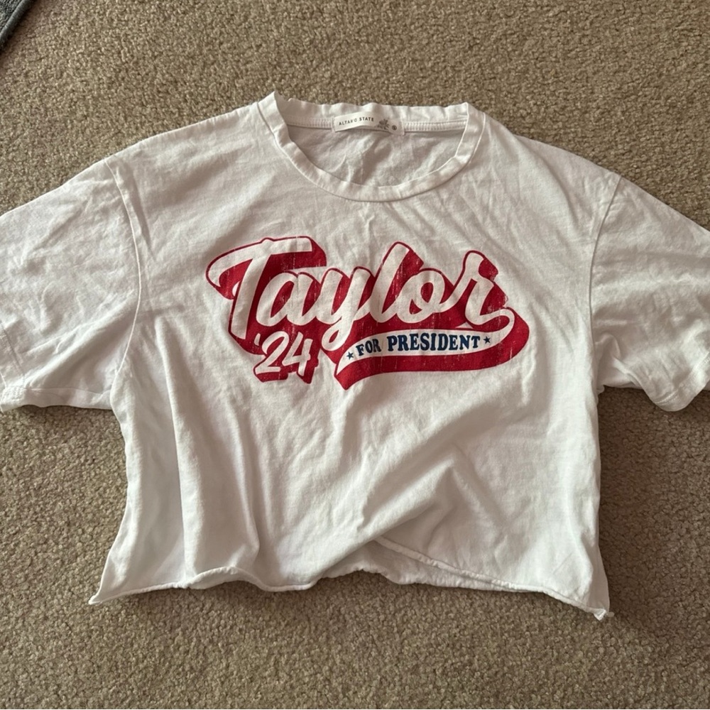White 'Taylor 24 for President' Cropped T-Shirt
